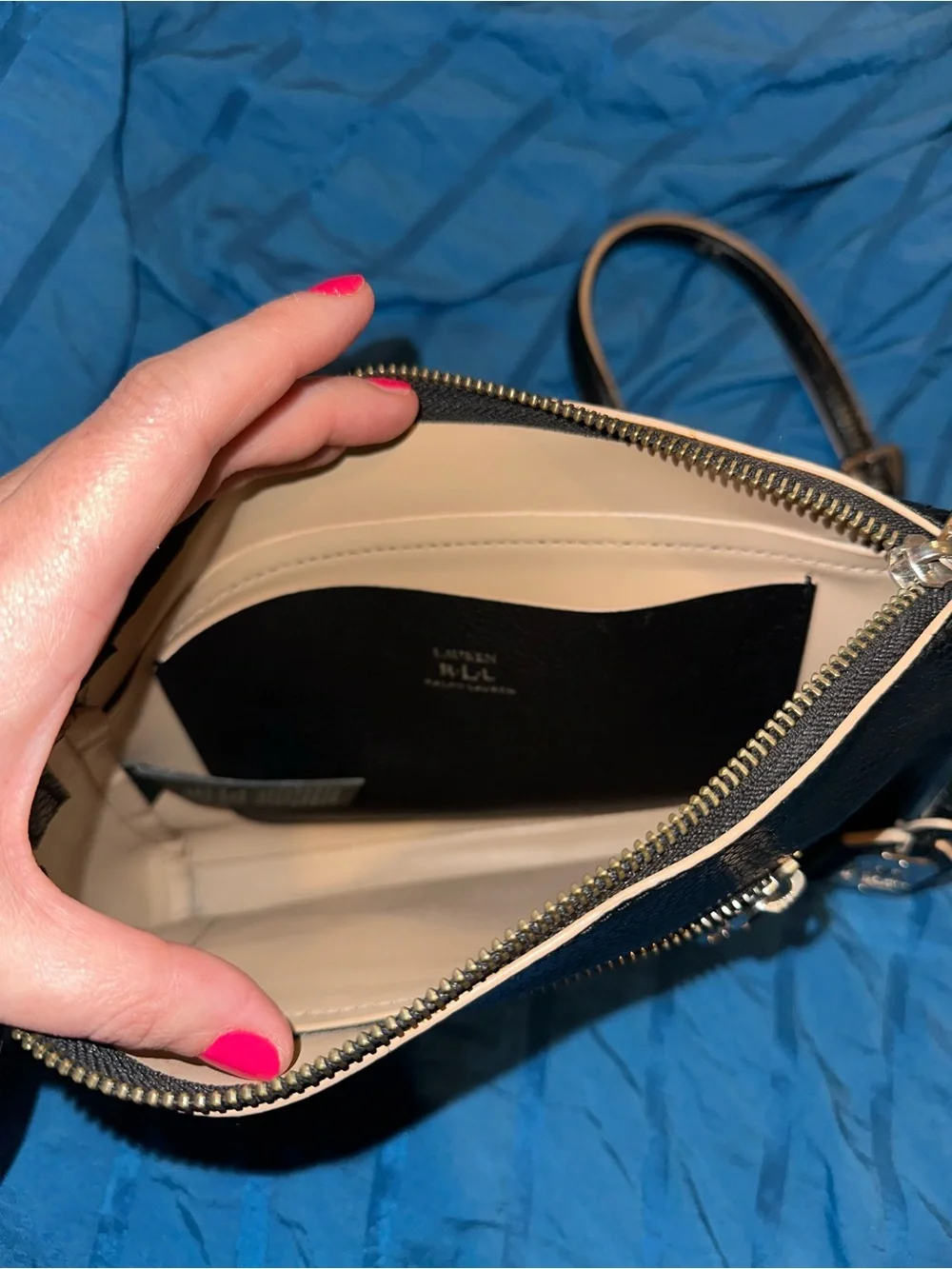 Lauren Ralph Lauren Black Pebbled Leather Crossbody Bag